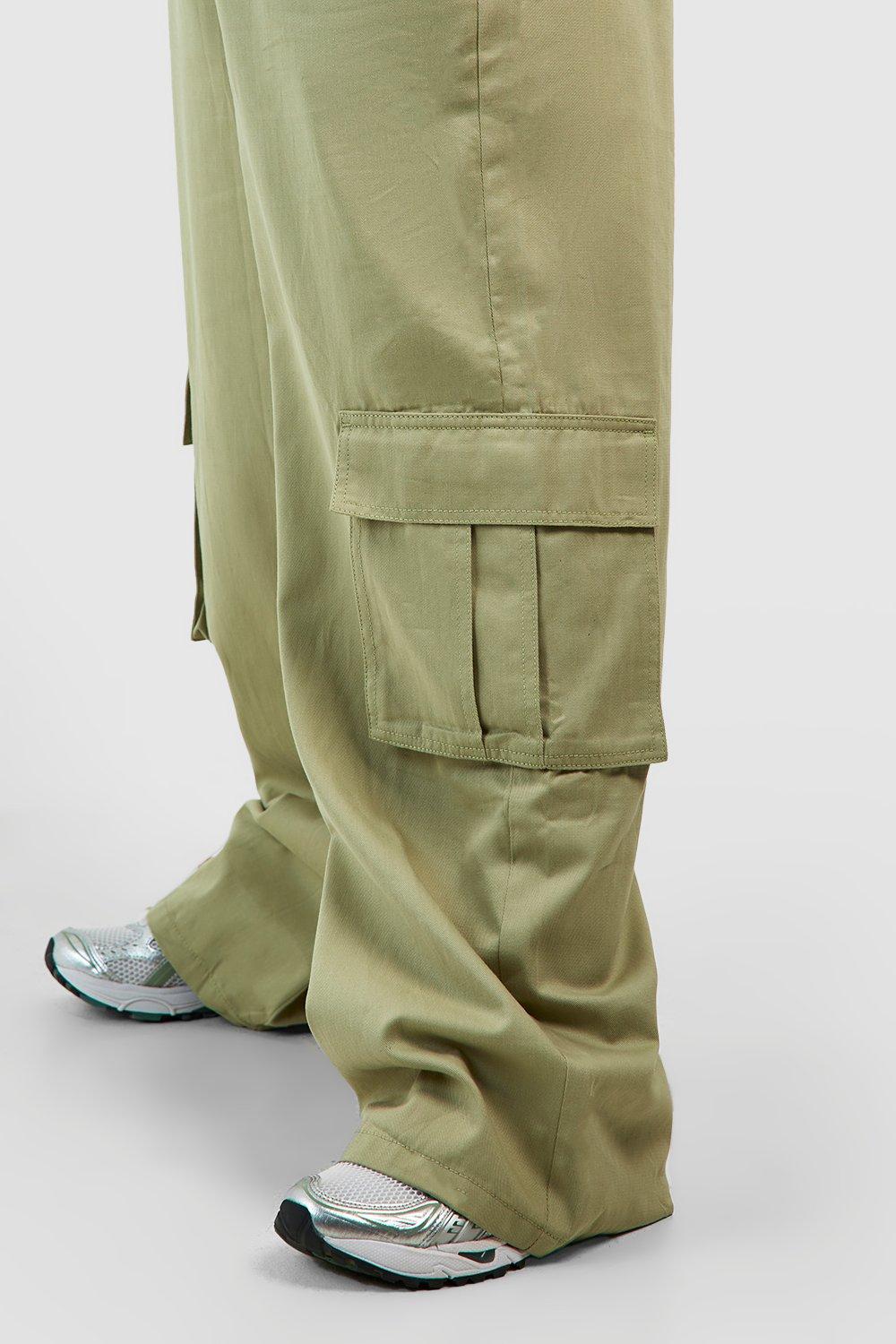 Plus High Waisted Twill Straight Leg Cargo Pants | boohoo